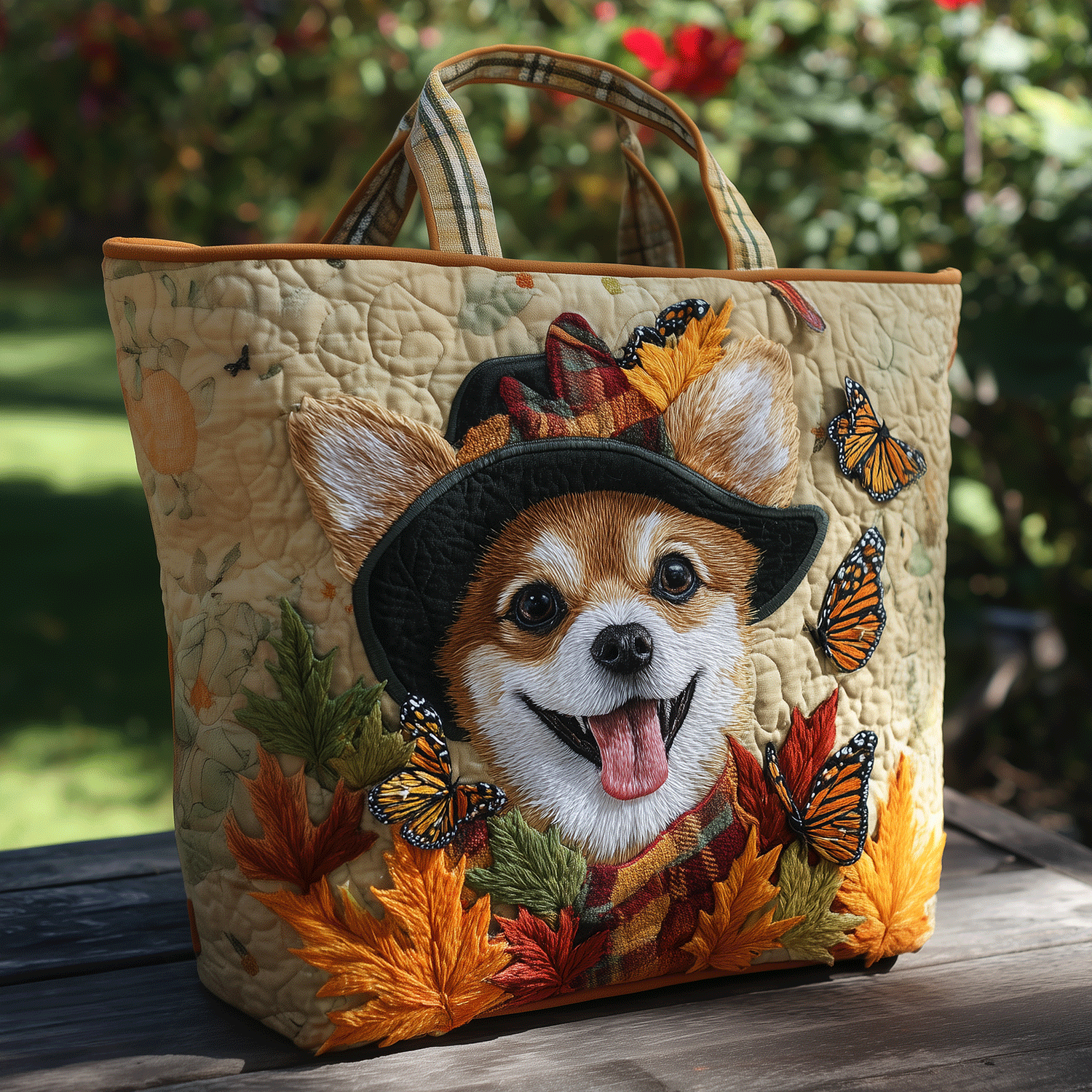 Fall Chihuahua Joy Quilted Tote Bag Trendy Shoulder Bags Useful Gifts For Mom