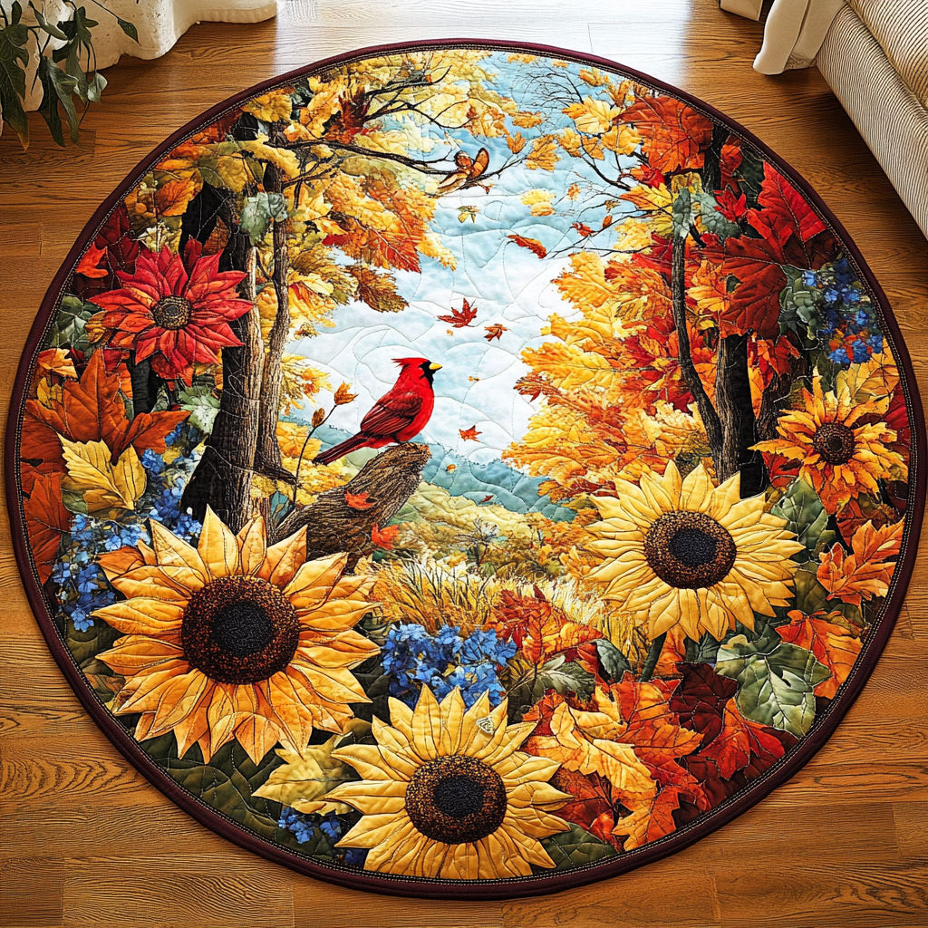 Fall Embrace Quilted Round Mat Best Round Rugs For Living Room Best Autumn Gifts