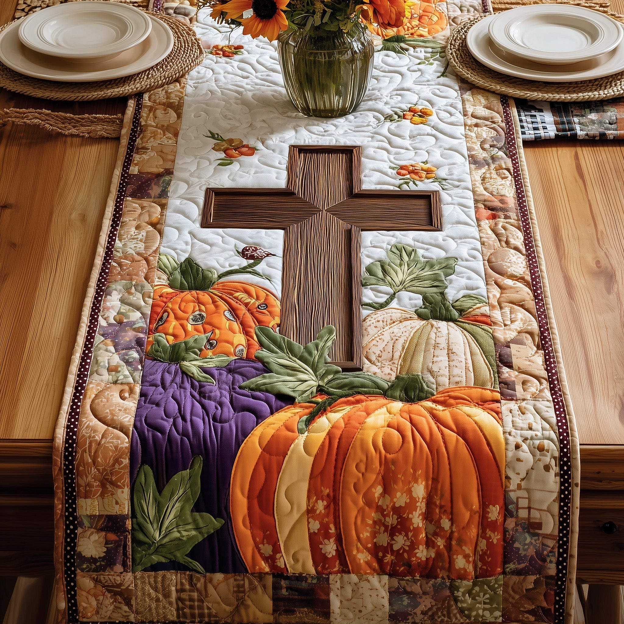 Fall For Jesus Quilted Table Runner Bohemian Style Table Runner Good Christian Gifts