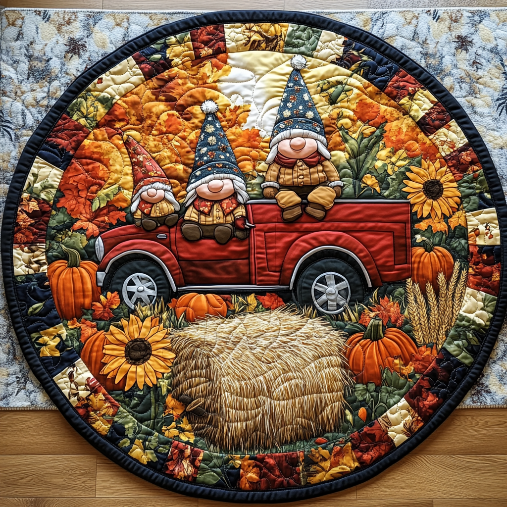 Fall Harmony Quilted Round Mat Round Rugs Large Small Fall Gift Ideas