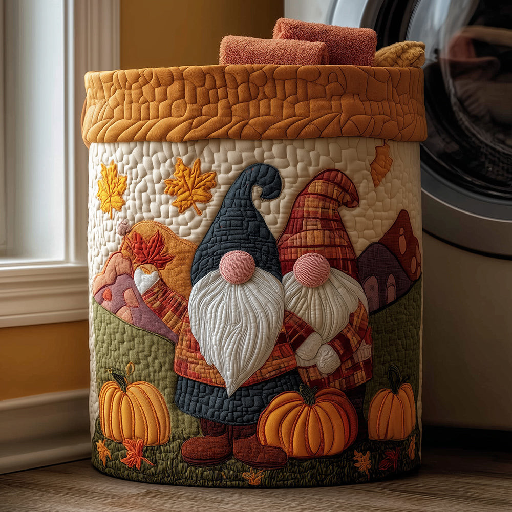 Fall Harvest Gnome Quilted Laundry Basket Best Foldable Laundry Basket Small Fall Gift Ideas