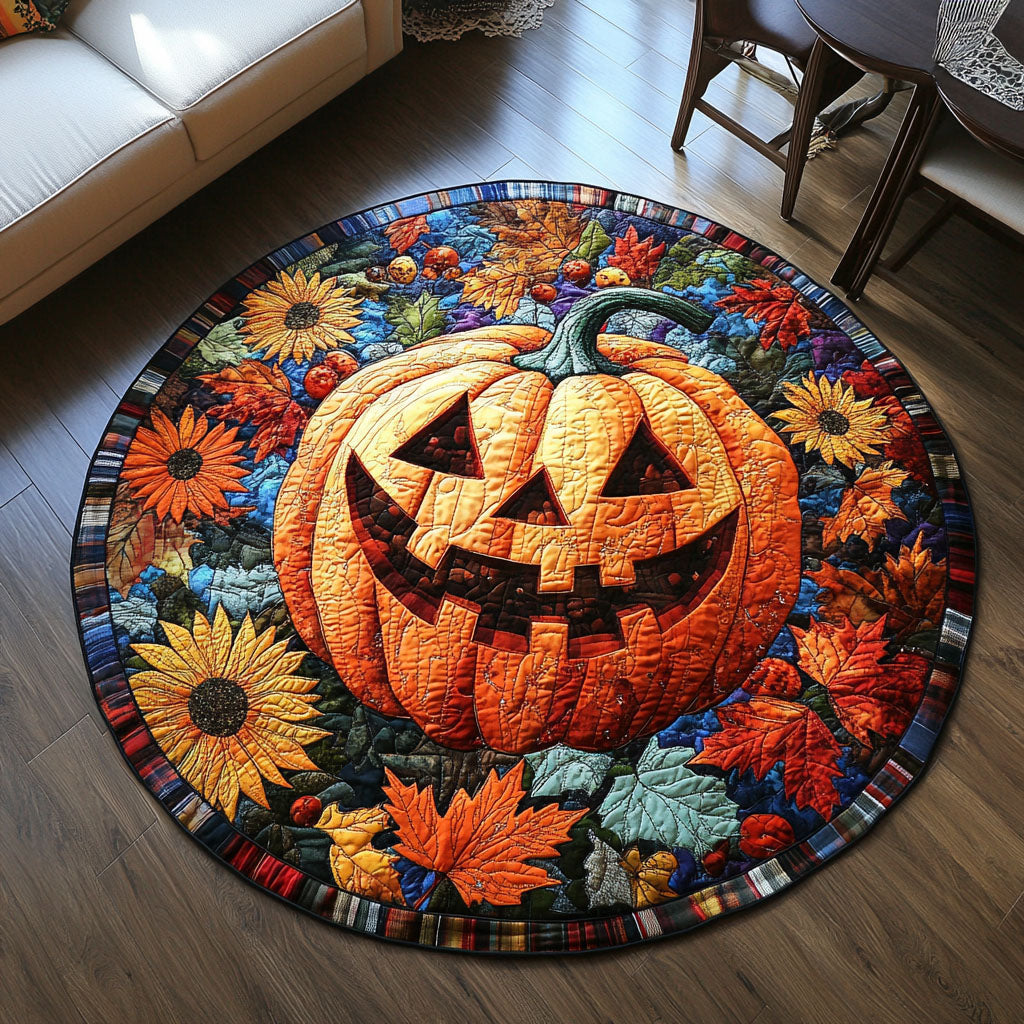 Fall Harvest Quilted Round Mat Round Rug Carpet Mid Autumn Festival Gift Ideas