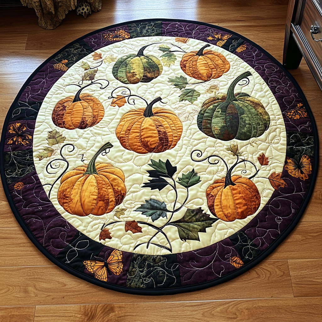 Fall Radiance Quilted Round Mat Circle Rugs Small Best Autumn Gifts