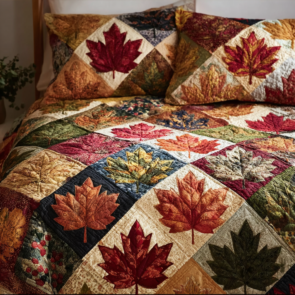 Fall Spirit Quilted Bedding Set Cute Bed Sheet Set Unique Father'sDay Gifts