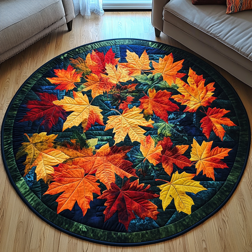 Fall Whispers Quilted Round Mat Rug With Circles Good Fall Gifts