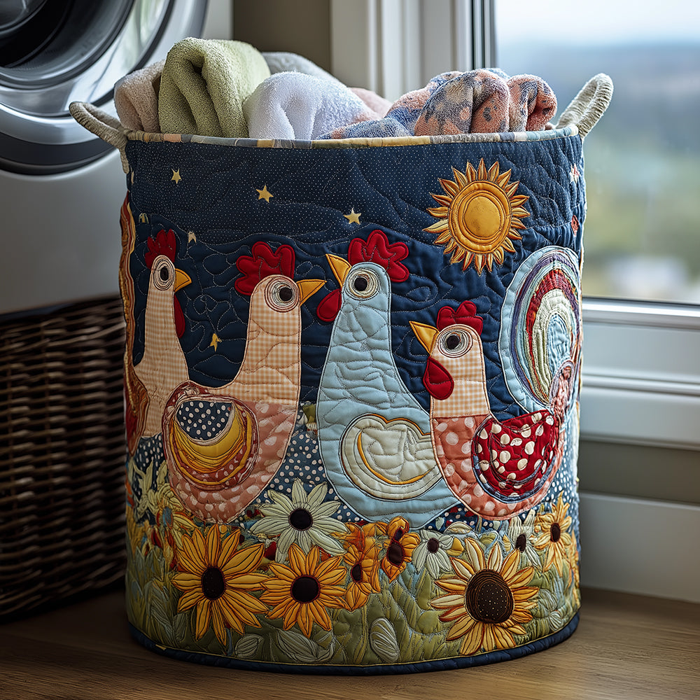 Family Hens Quilted Laundry Basket Home Decor Shop Gifts For People With Chickens