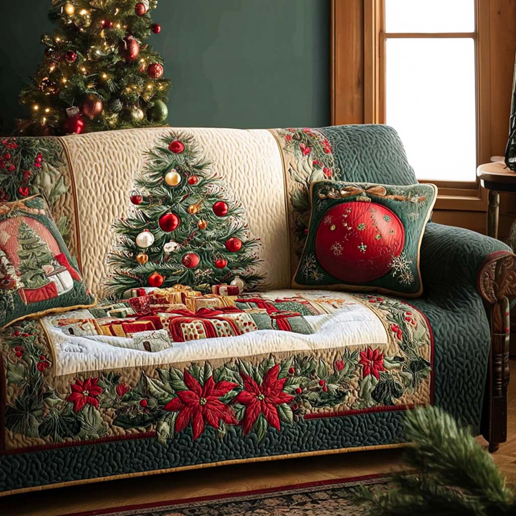 Family Tradition Quilted Sofa Cover Couch Slipcovers Family Christmas Gifts