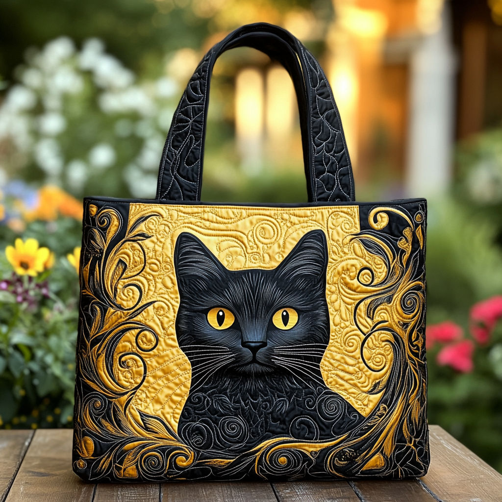 Fancy Cat Quilted Tote Bag Trendy Tote Gift For Cat Lover Woman