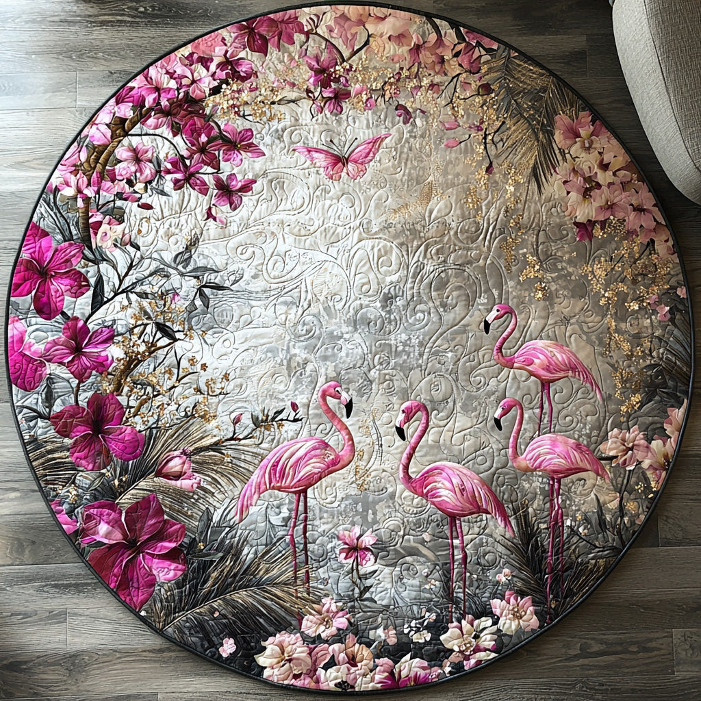 Fancy Flamingo Quilted Round Mat Round Floor Mat Flamingo Gifts For Ladies