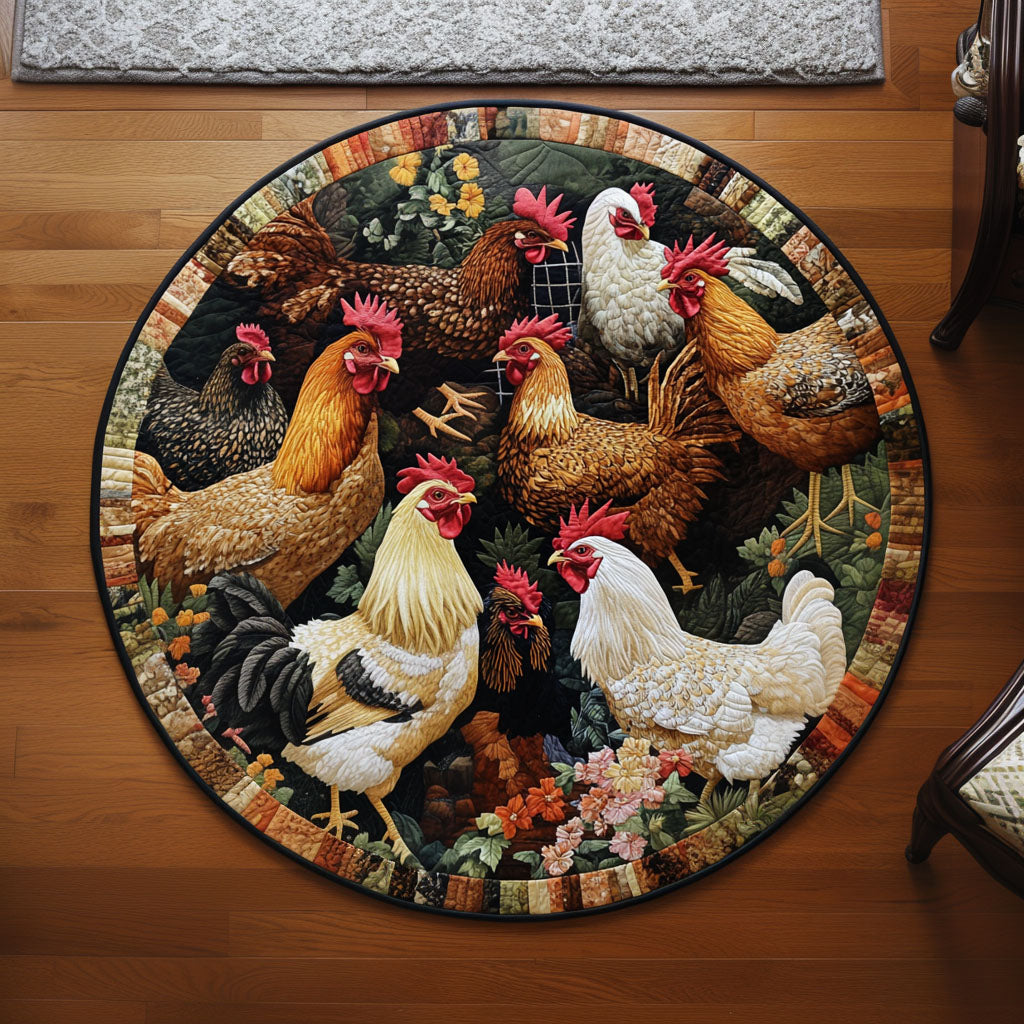Farm Fresh Beauty Quilted Round Mat Round Mats For Floor Chicken Gifts For Women