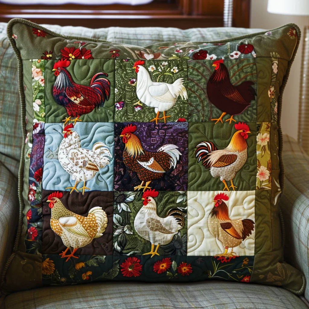 Farm Fresh Chicken Quilted Pillow Case Square Pillow Cases Present For Him