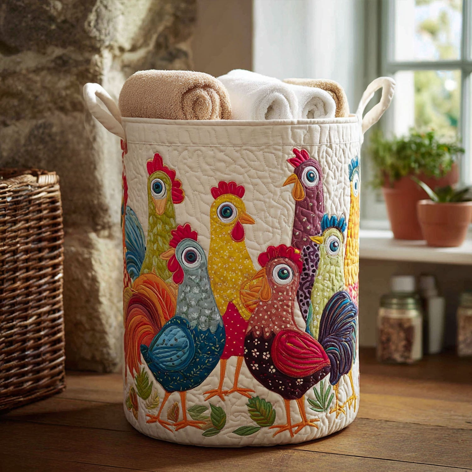 Farm Fresh Flair Quilted Laundry Basket Home Decor Shop Gifts For People Who Raise Chickens