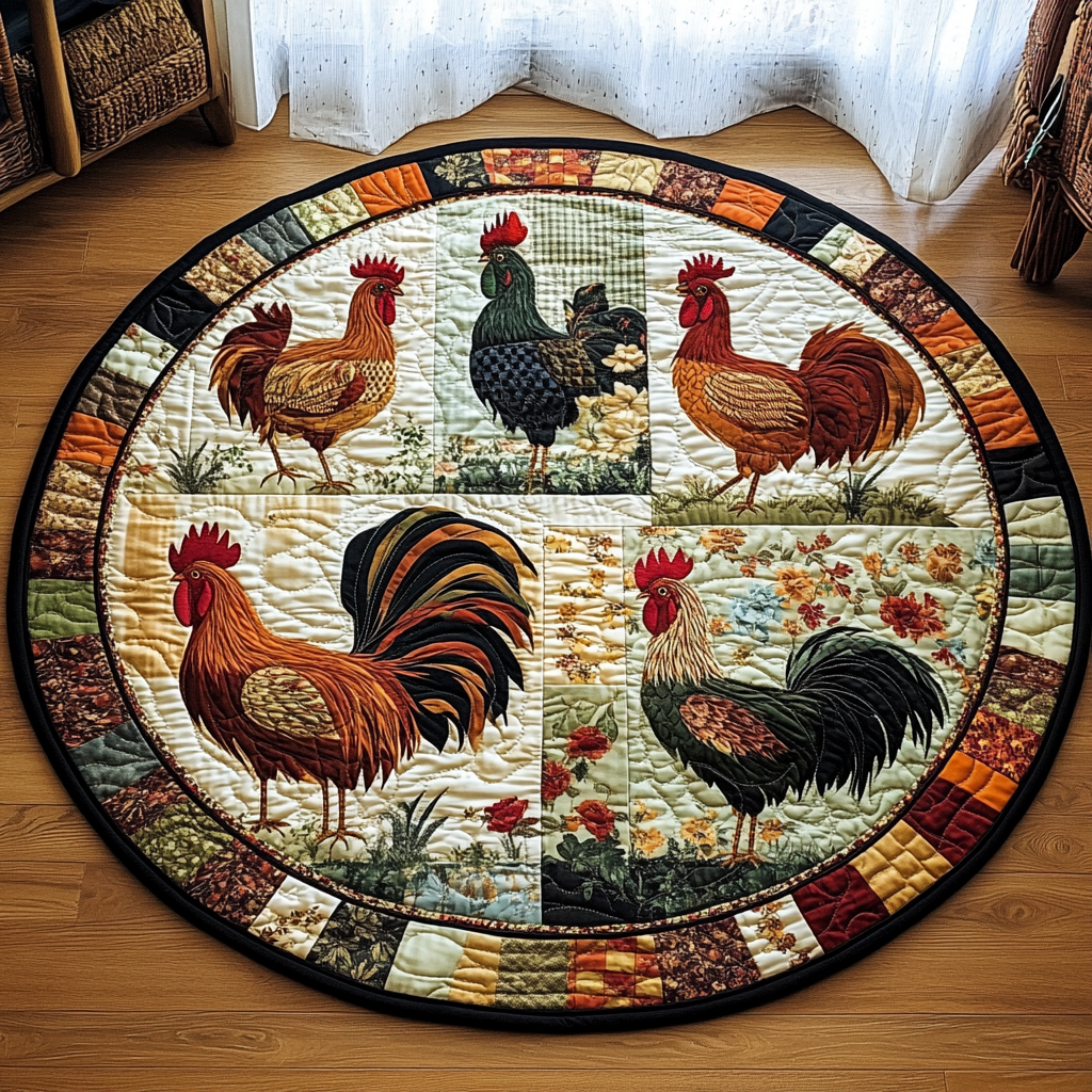 Farm Fresh Quilted Round Mat Circle Mat Best Chicken Lover Gift Ideas