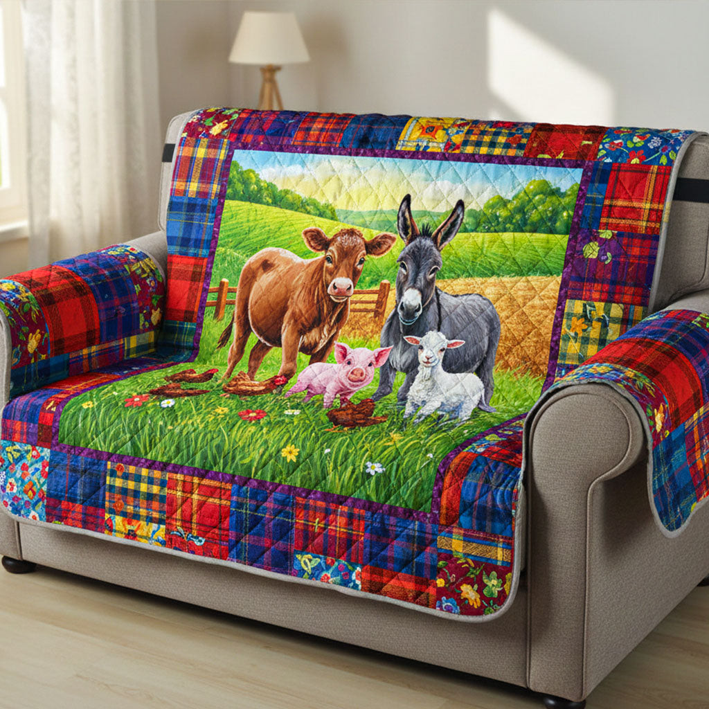 Farm Friends Quilted Sofa Cover Recliner Couch Covers Gift Baskets For Farmers