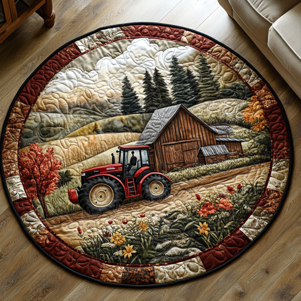 Farm Mechanic Quilted Round Mat Small Round Mat Good Gifts For Deer Hunters