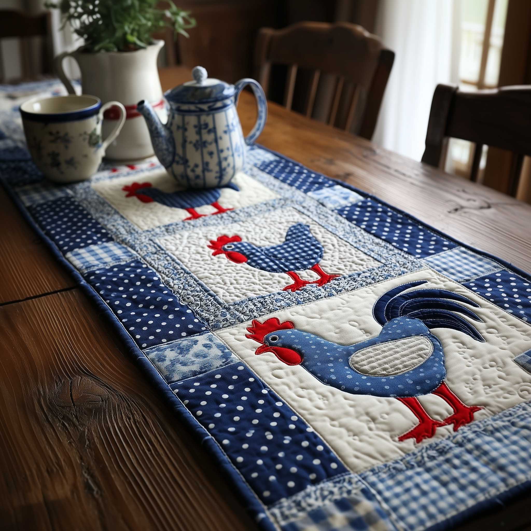 Farm Patch Quilted Table Runner Dining Room Table Decor Ideas Gifts For Chicken Farmers