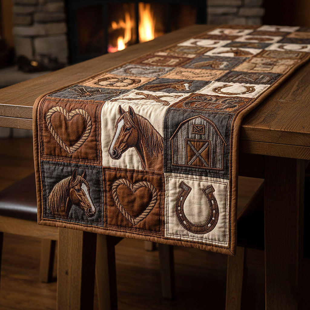 Farm Patch Quilted Table Runner Table Mat Runner Gifts For Horse Lovers Woman