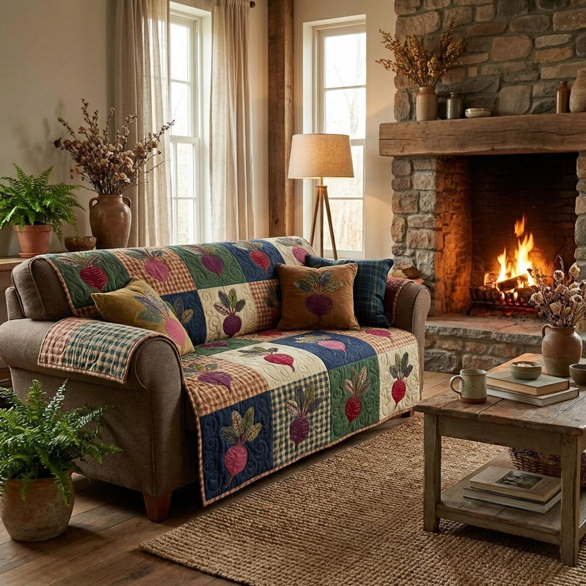 Farmhouse Beets Quilted Sofa Cover Couch Covers Sofa Cover Bee Related Gifts