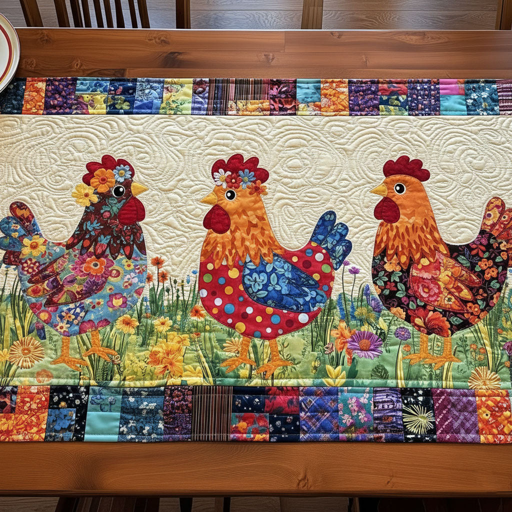 Farmhouse Chickens Quilted Table Runner Farmhouse Table Runner Ideas Chicken Lover Presents