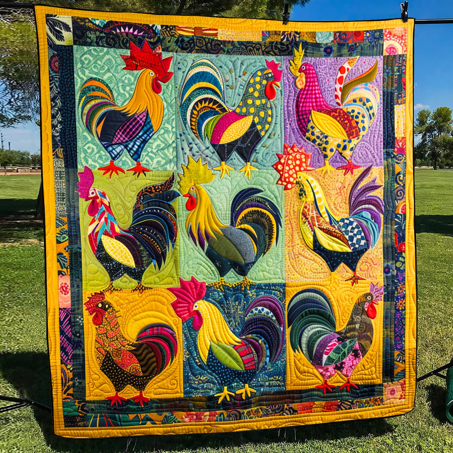 Farmhouse Fiesta Quilted Blanket Best King Size Sheets Gift Ideas For Chicken Lovers