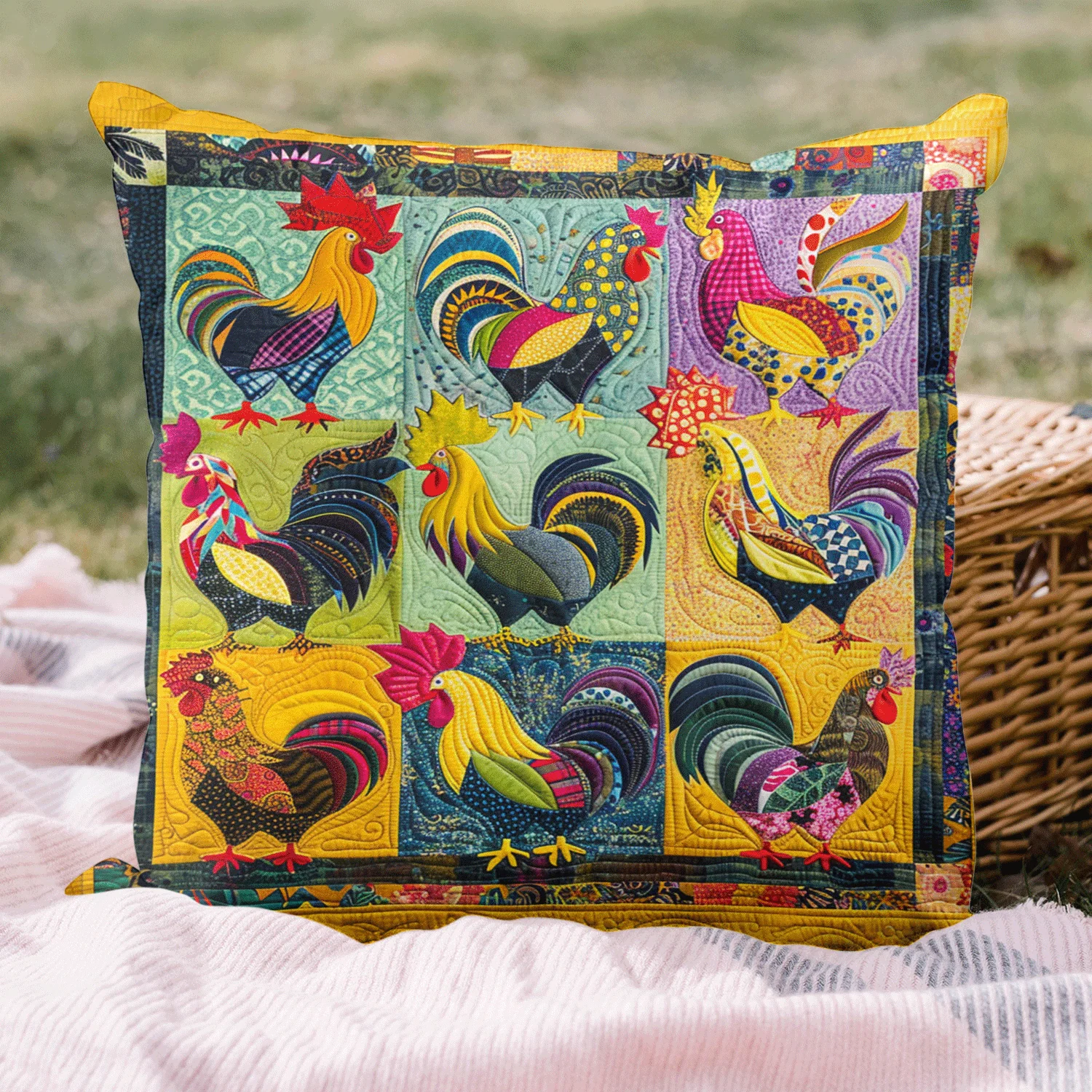 Farmhouse Fiesta Quilted Pillow Case Living Room Pillow Cover Present For Men