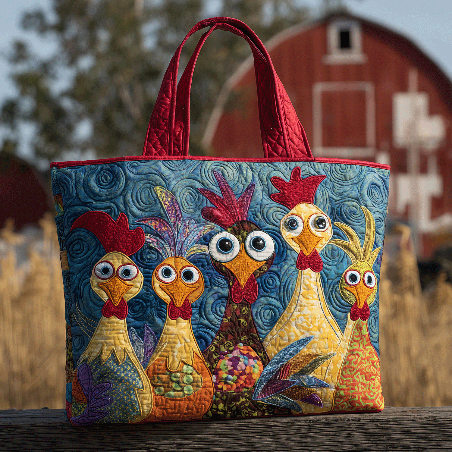 Farmhouse Roosters Quilted Tote Bag Best Shoulder Handbags Birthday Gifts For Mom From Daughter