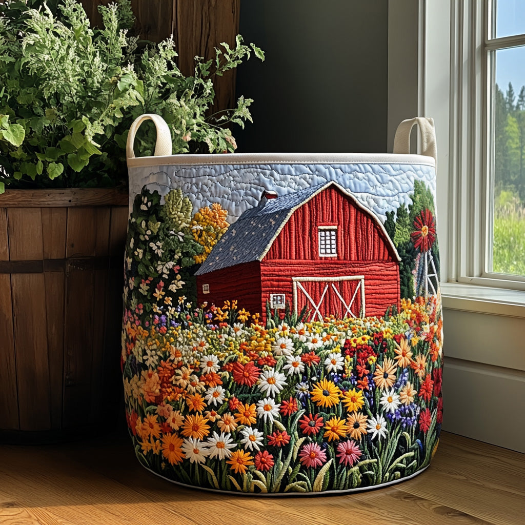 Farmstead Charm Quilted Laundry Basket Laundry Hamper Mother Gift Ideas