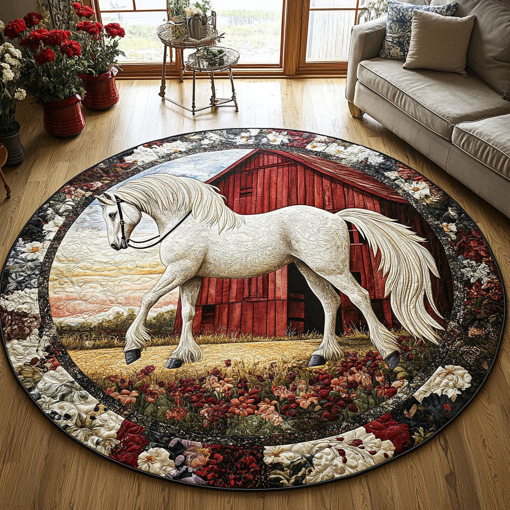 Farmstead Rider Quilted Round Mat Round Rug Mat Gift Ideas For Horse Owners