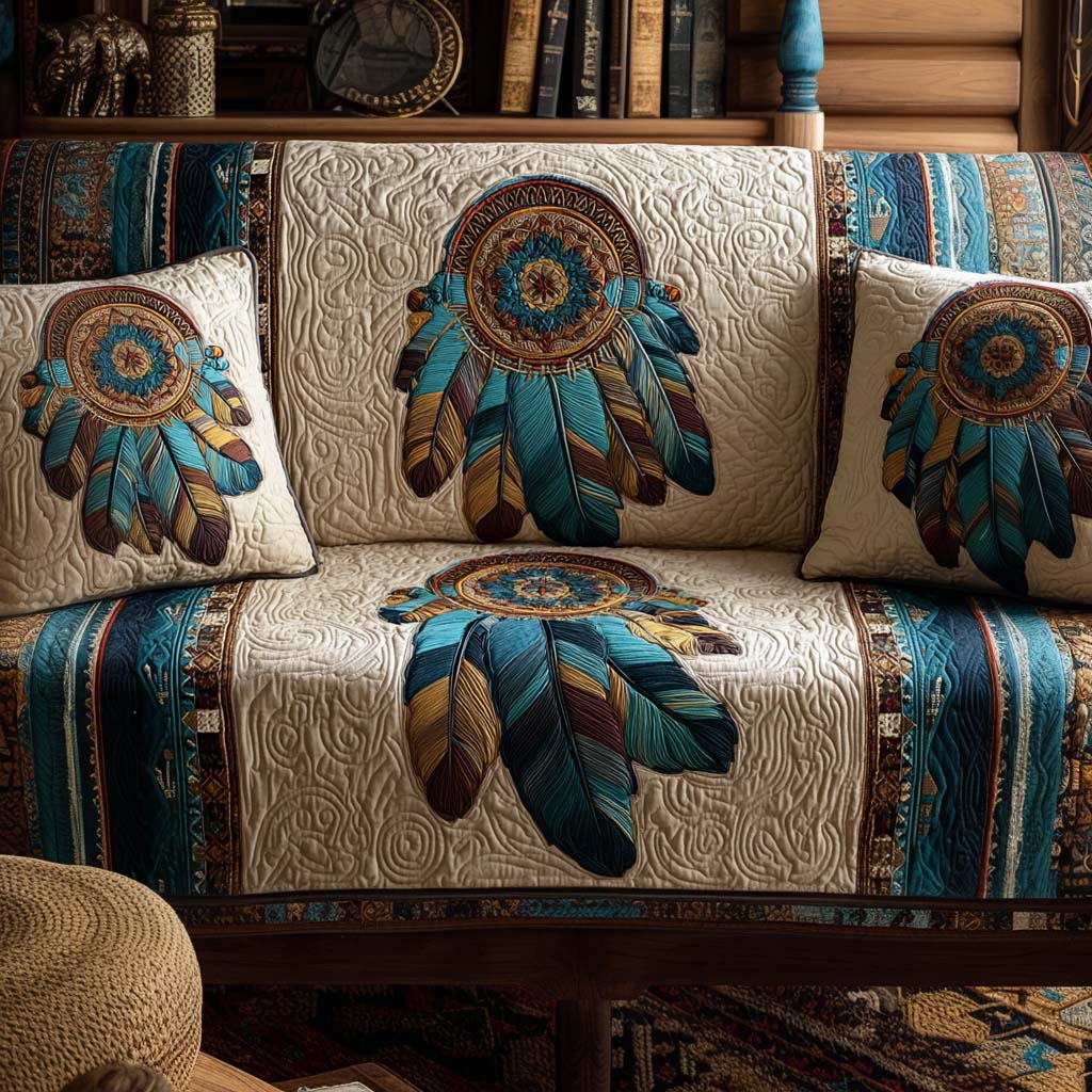 Feather Crest Quilted Sofa Cover Best Sofa Covers Native American Made Gifts