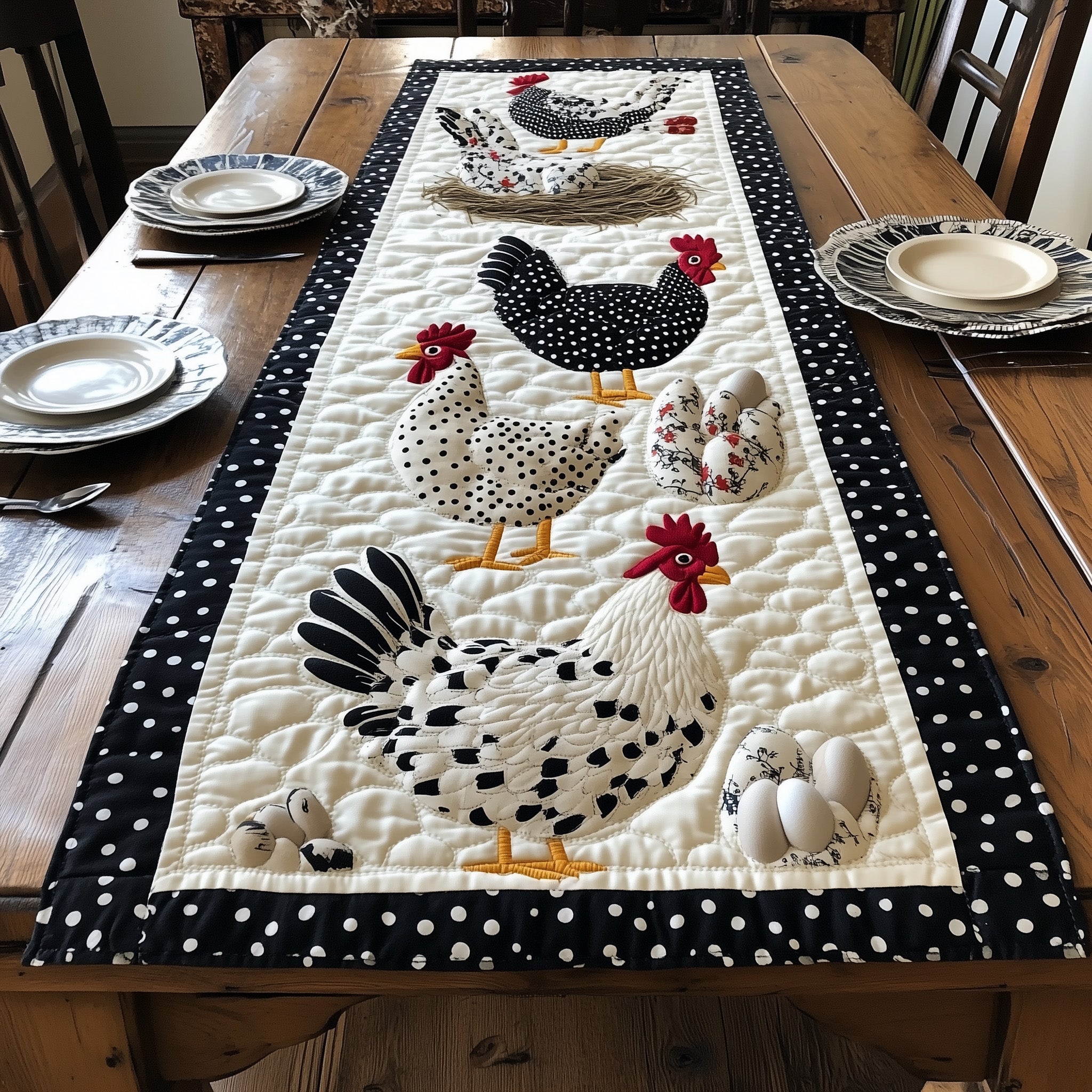 Feather Gang Quilted Table Runner Dining Table Decor Ideas Gifts For Chicken People