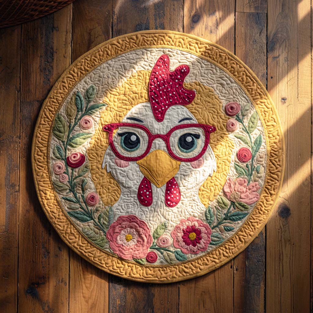 Feather Patch Quilted Round Mat Round Carpet Rugs For Sale Cute Chicken Gifts For Kids