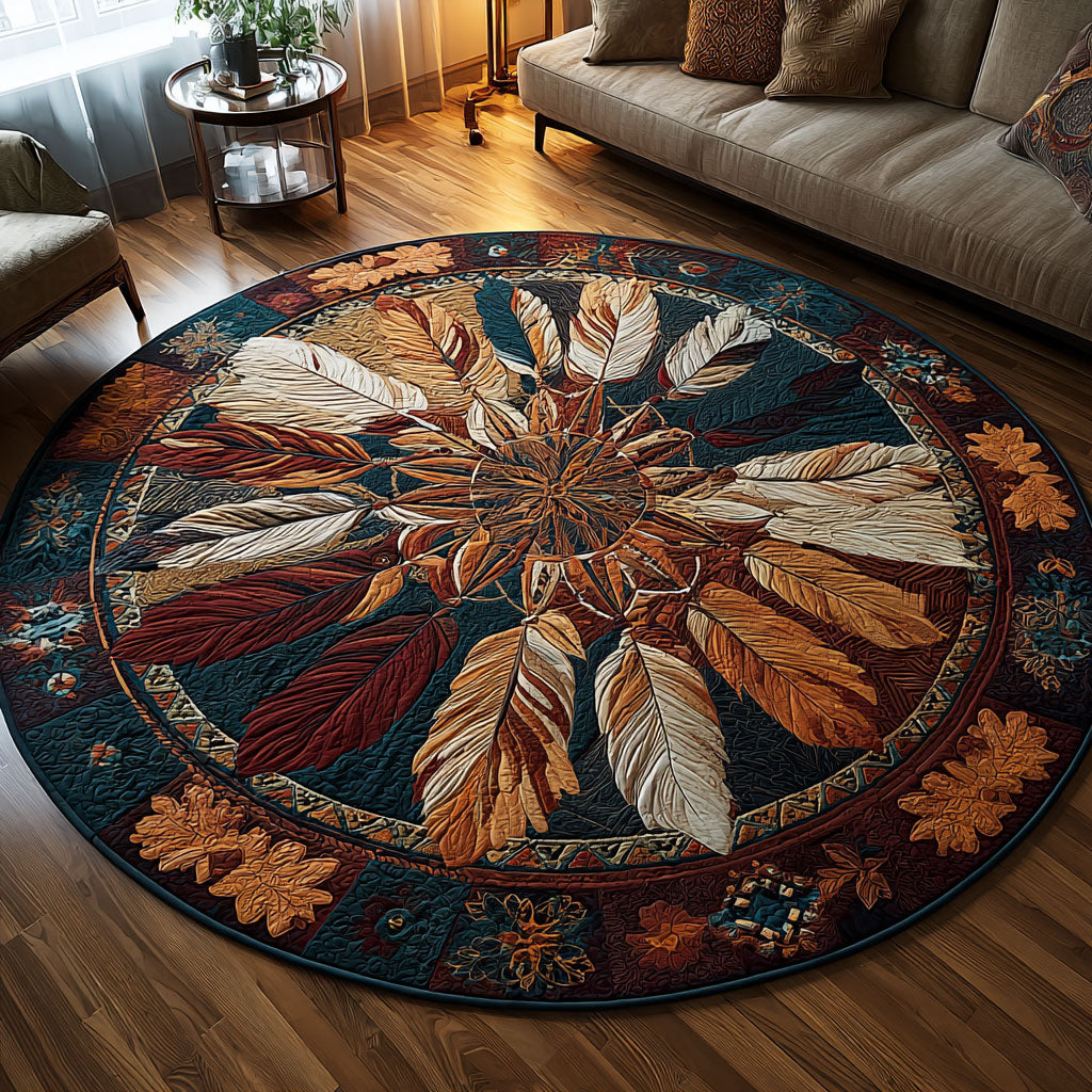 Feathered Dream Quilted Round Mat Living Room Decor Ideas Native American Gift Items