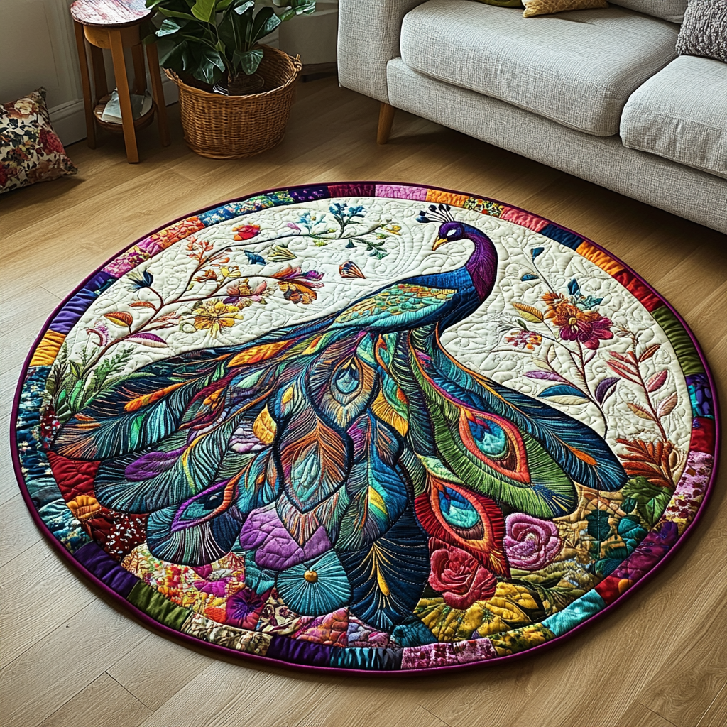 Feathered Elegance Quilted Round Mat Room Decor Father's Day Presents For Dad Ideas 2026