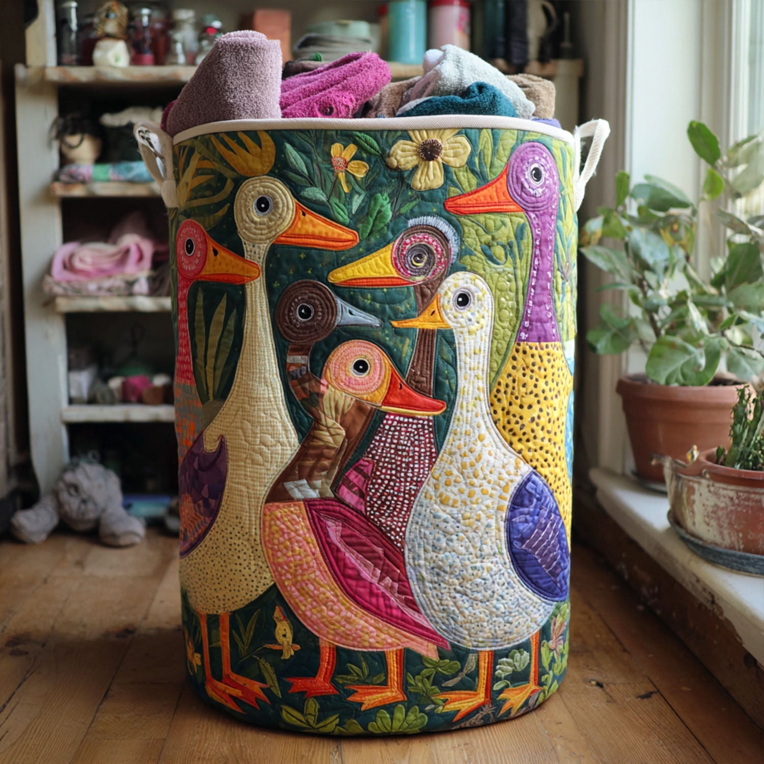 Feathered Fancies Quilted Laundry Basket Best Looking Laundry Hampers Housewarming Gifts For Friends
