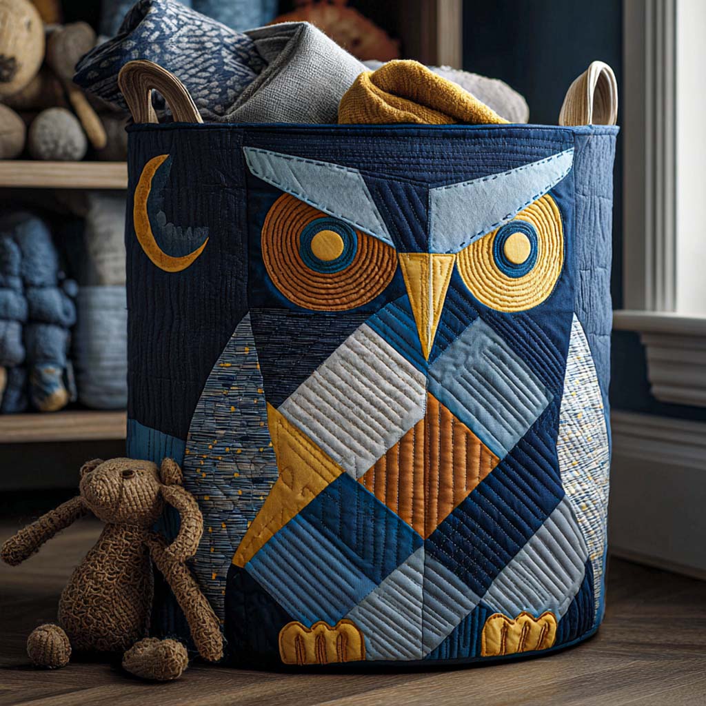 Feathered Friend Quilted Laundry Basket Clothes Basket Gift For Owl Lover