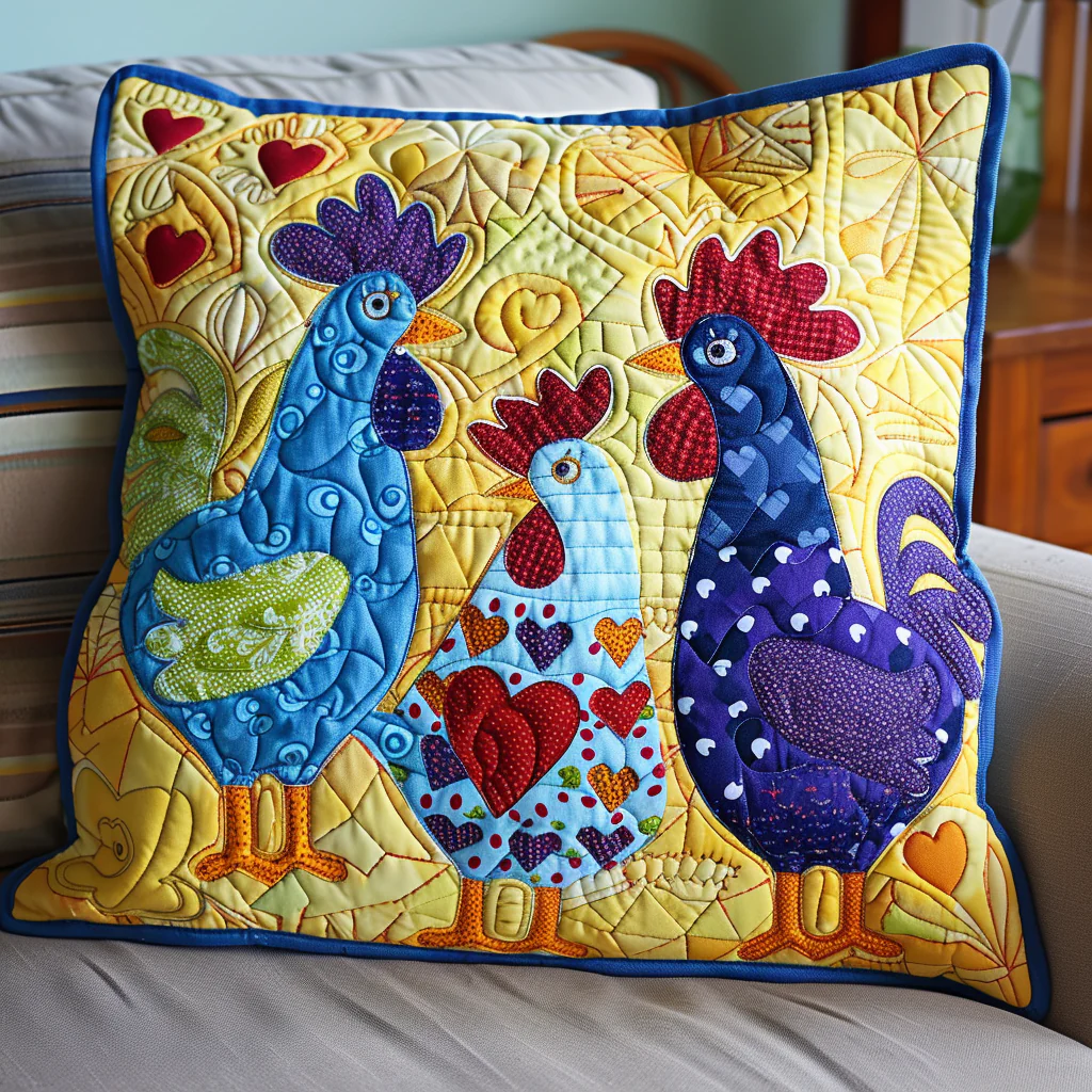 Feathered Friend Quilted Pillow Case Decorative Pillow Cover Present For Her