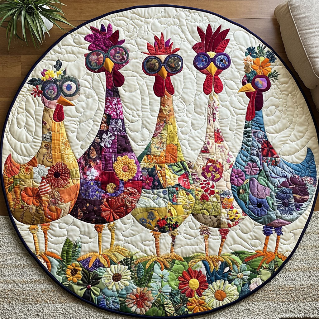 Feathered Frolic Quilted Round Mat Living Room Furniture Ideas Best Gifts For Chicken Owners