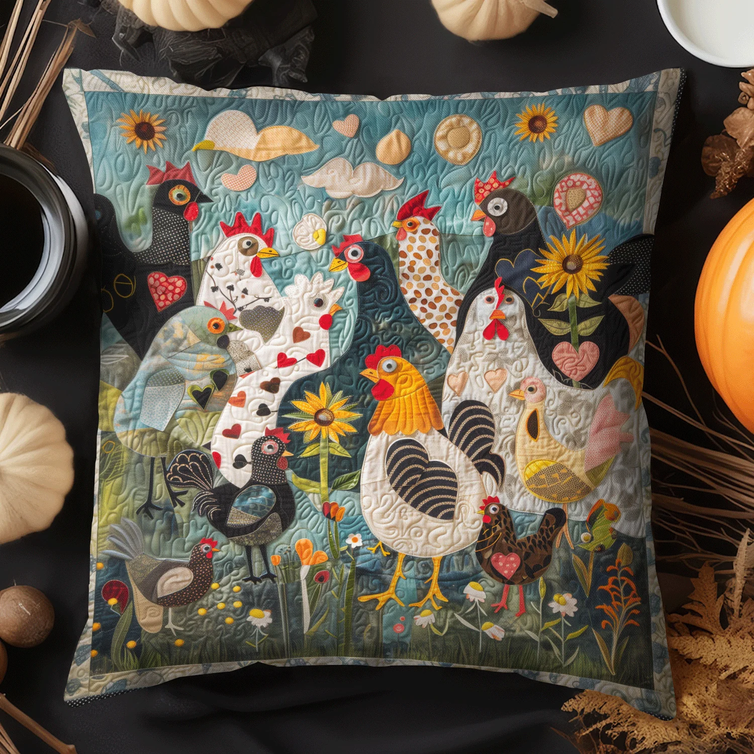 Feathered Garden Quilted Pillow Case Decorative Pillow Cover Present For Sister