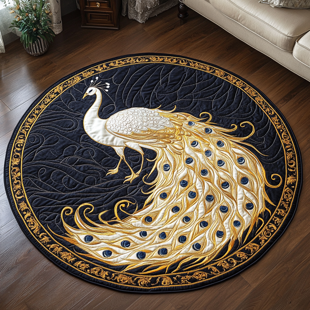 Feathered Jewel Quilted Round Mat Living Room Theme Ideas Father's Day Presents From Daughter