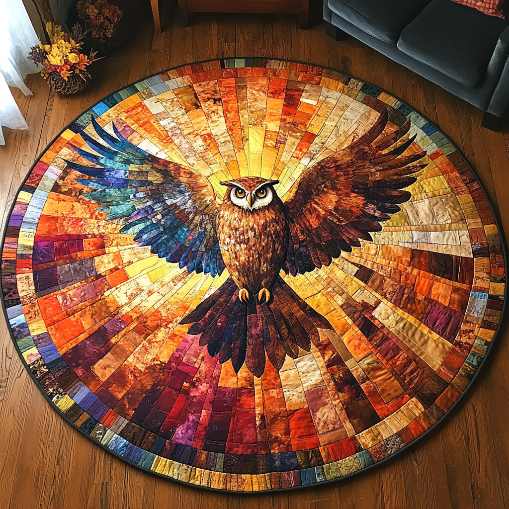 Feathered Oracle Quilted Round Mat Modern Living Room Gifts For Father's Day From Wife