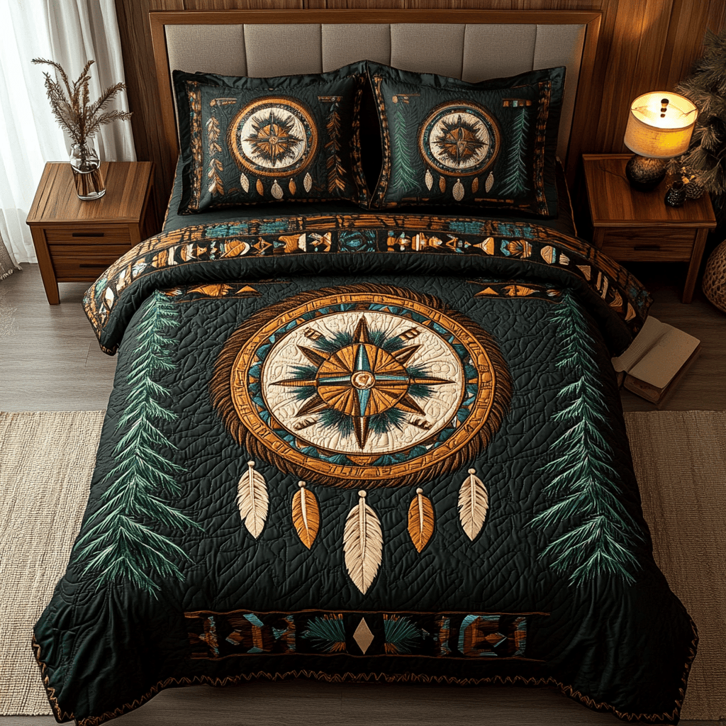 Feathered Pathways Quilted Bedding Set Best King Bedding Sets Native American Gift Shop