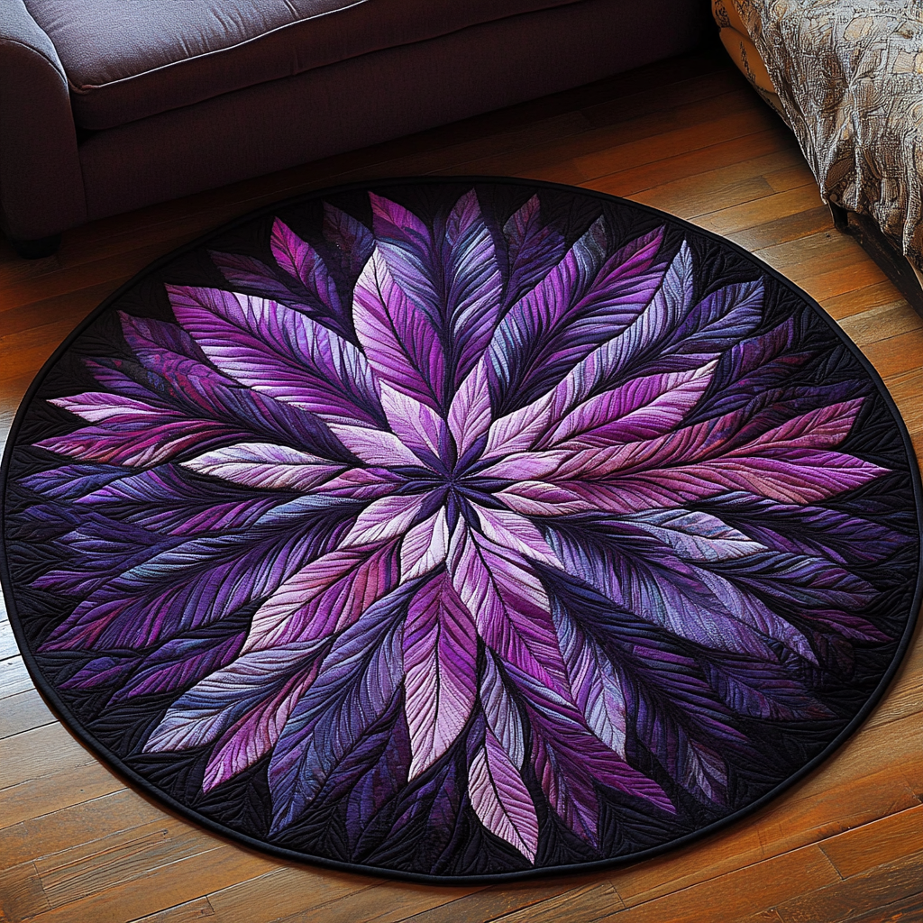 Feathered Twilight Quilted Round Mat House Decor Mother's Day Gifts For Friends