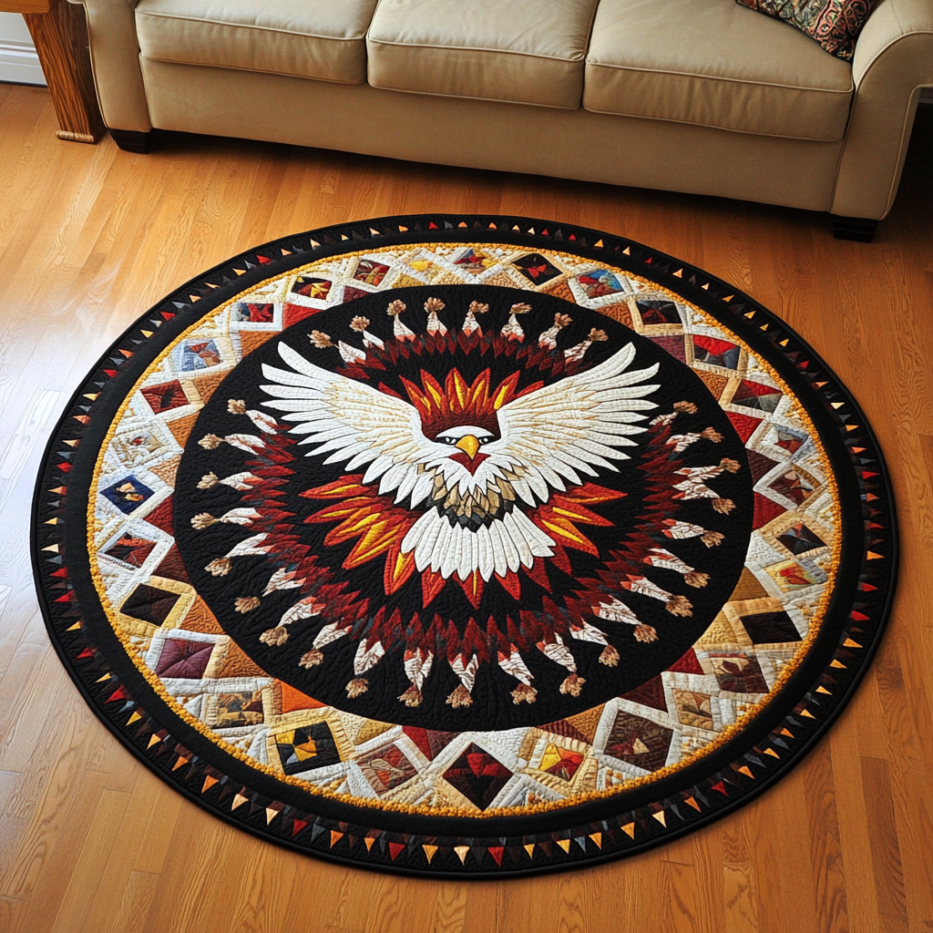 Feathers of Wisdom Quilted Round Mat Home Decor Stores Native American Wedding Gifts