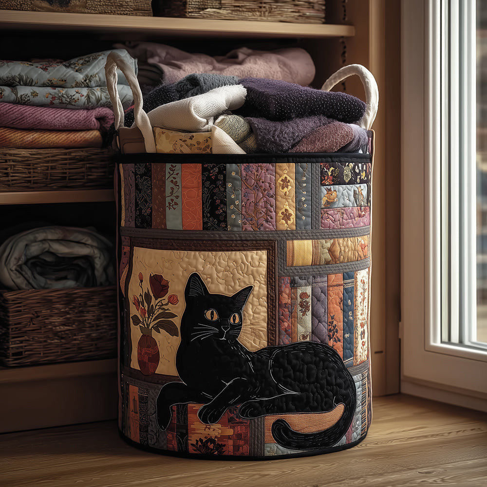 Feline Dreams Quilted Laundry Basket Foldable Laundry Hamper Unique Gifts For Cat Onwers