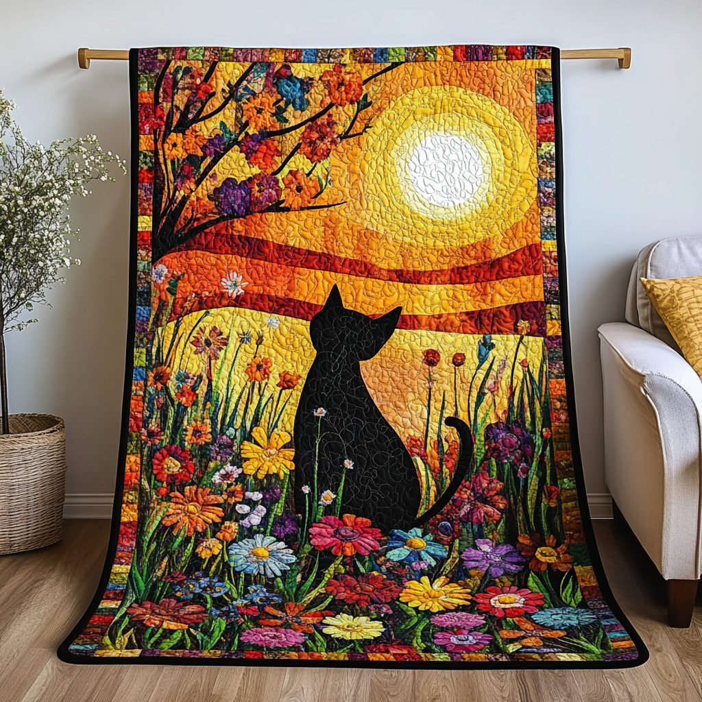 Feline Fantasy Quilted Blanket Aesthetic Room Decor Best Gifts For Cat Lovers