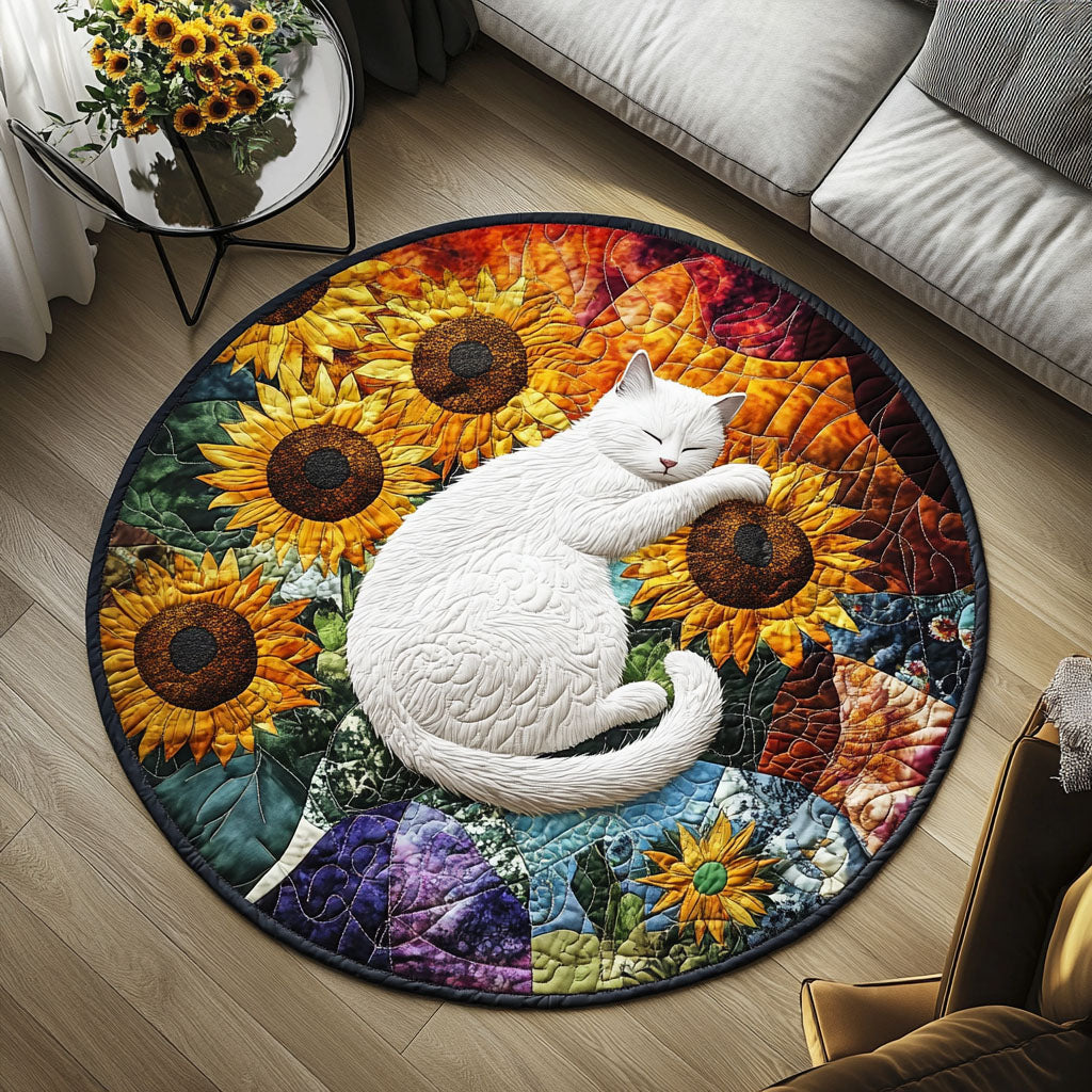 Feline Foliage Quilted Round Mat Home And Decor Great Gifts For Mom