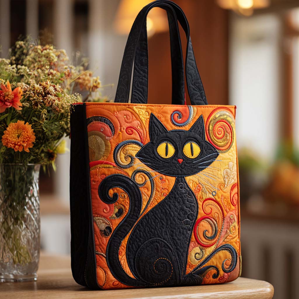 Feline Magic Quilted Tote Bag Cool Tote Bags For Women Cat Mom Gifts For Mother's Day
