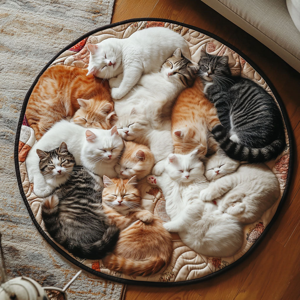 Feline Whimsy Circle Quilted Round Mat Home Decor Shop Great Cat Gifts