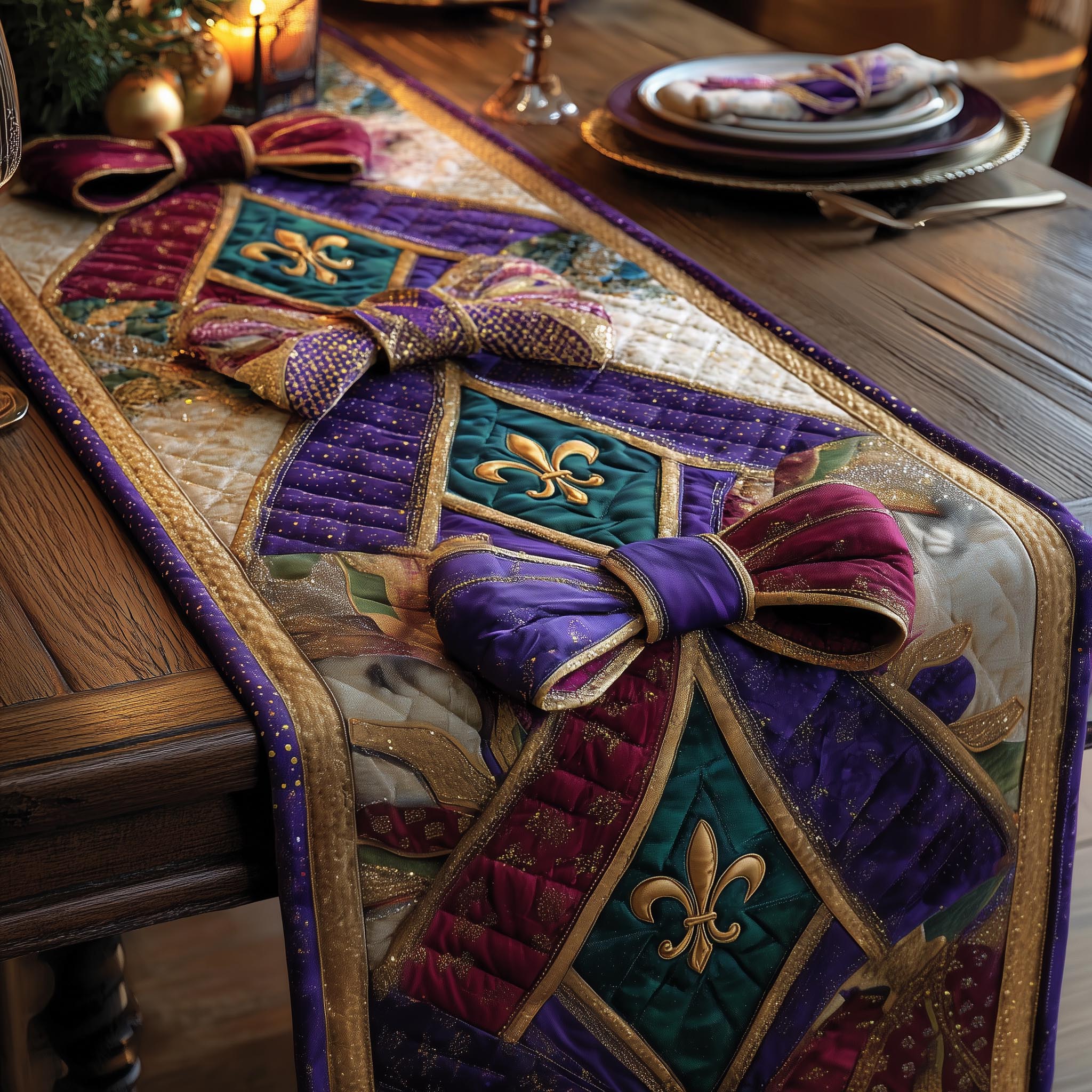 Festival Royale Quilted Table Runner Holiday Themed Table Runners Mardi Gras Gifts Merchandise