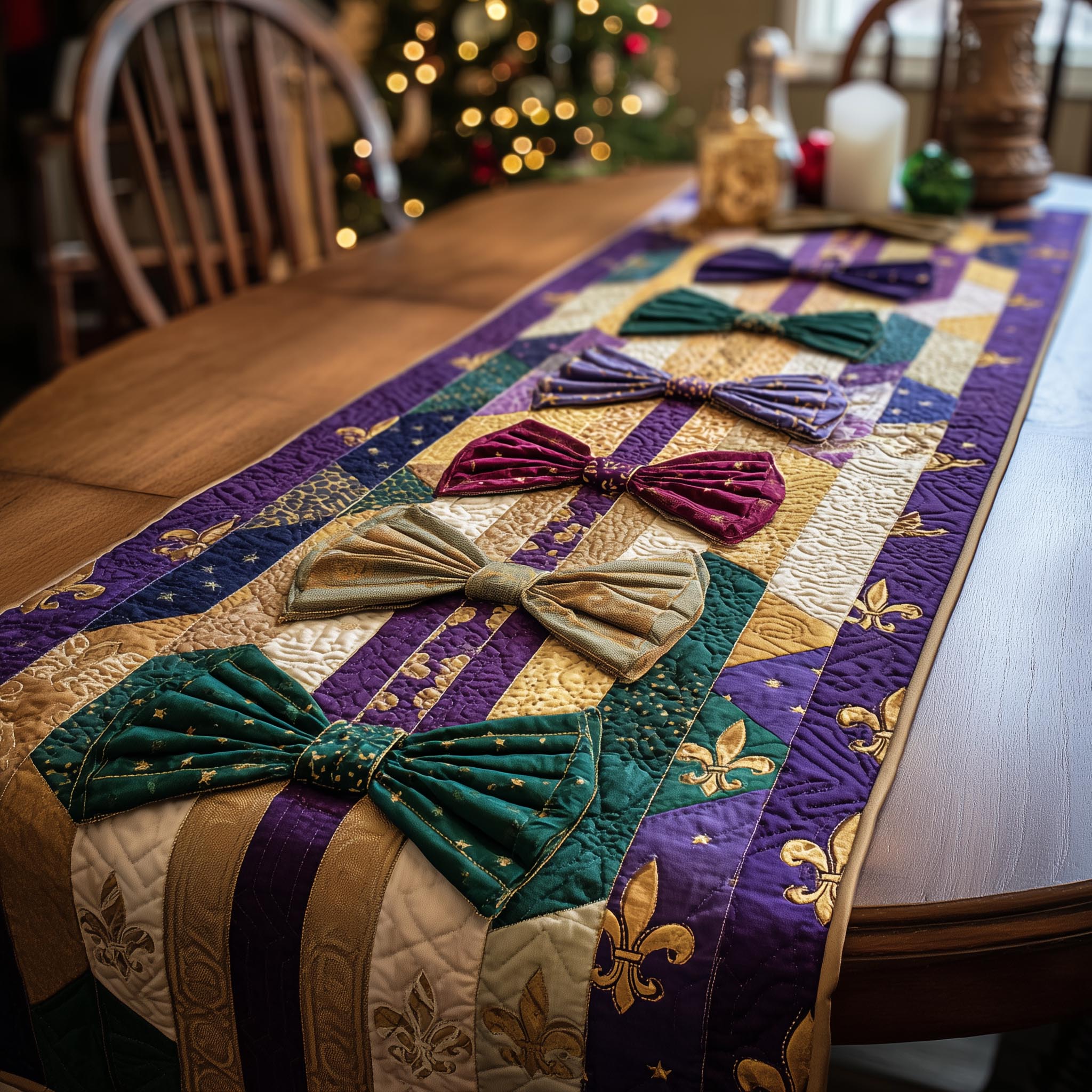 Festival Royale Quilted Table Runner Kitchen Table Decor Mardi Gras Gift Ideas